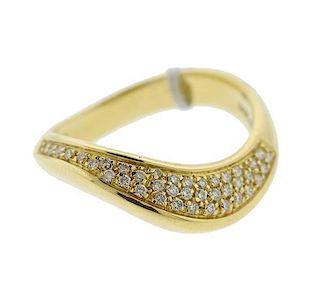 Damiani 18k Gold Diamond Wave Ring