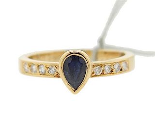 Cartier 18k Gold Diamond Sapphire Ring