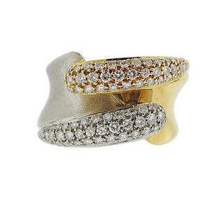 Damiani 18k Gold Diamond Two Tone Ring