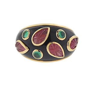 Cartier 18k Gold Tourmaline Emerald Ring