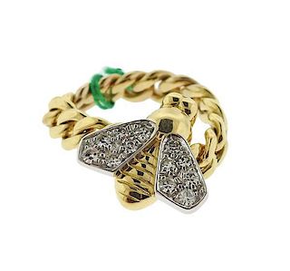 Pomellato 18k Gold Diamond Bee Chain Ring