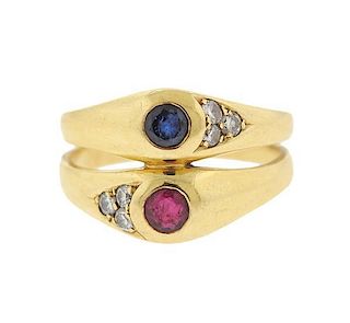 Chaumet 18k Gold Diamond Sapphire Ring Ring