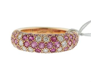 Cartier 18k Gold Diamond Pink Sapphire Ring