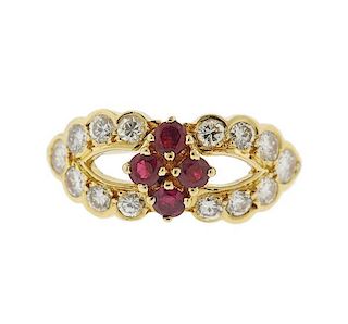 Chaumet 18k Gold Diamond Ruby Ring