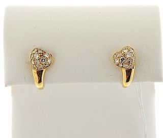 Cartier 18k Gold Diamond Heart Earrings