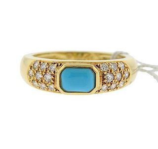 Piaget 18k Gold Turquoise Diamond Ring