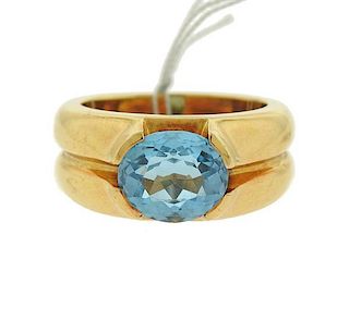 Piaget 18k Gold Blue Topaz Ring