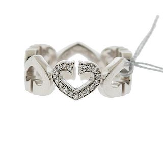 Cartier 18k Gold Diamond Heart Band Ring