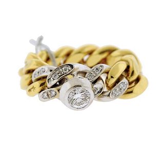 Pomellato 18k Gold Diamond Charm Chain Ring