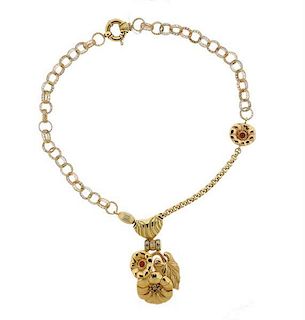 Sidra 18k Gold Gemstone Flower Pendant Necklace