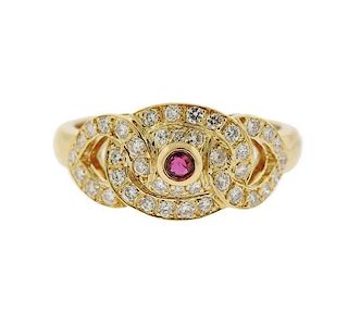 Garrard 18k Gold Ruby Diamond Ring