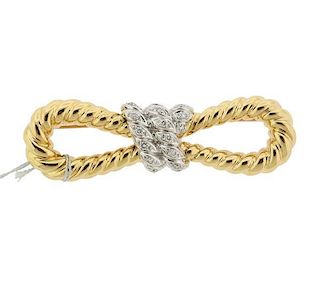 Mouawad 18k Gold Diamond Bow Brooch