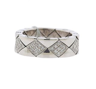 Chanel Matelasse 18k Gold Diamond Band Ring