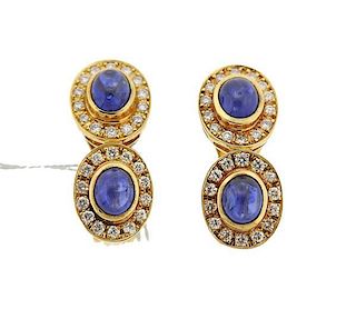 Yanes 18k Gold Diamond Sapphire Earrings