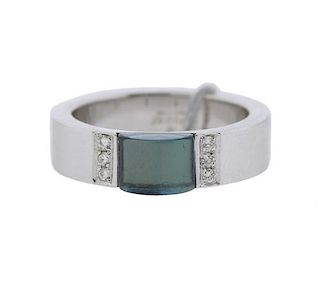 Gucci 18k Gold Diamond Blue Gemstone Ring