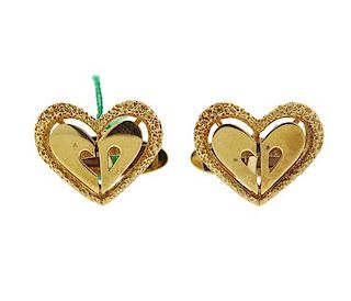 Christian Dior 18k Gold Heart Cuffilnks