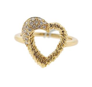 Boucheron 18k Gold Diamond Heart Ring