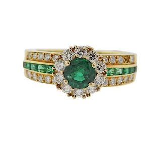 Van Cleef &amp; Arpels 18K Gold Diamond Emerald Ring