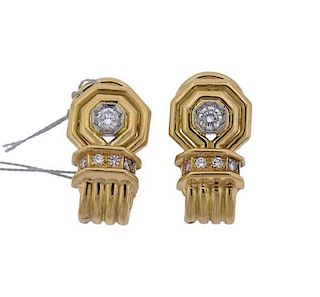Chaumet 18k Gold Diamond Earrings