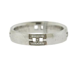 Hermes H 18k Gold Diamond Band Ring