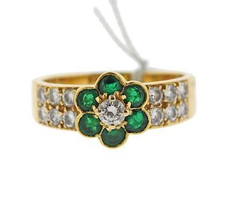 Van Cleef &amp; Arpels 18k Gold Diamond Emerald Ring