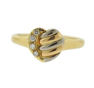 Christian Dior 18k Gold Diamond Heart Ring