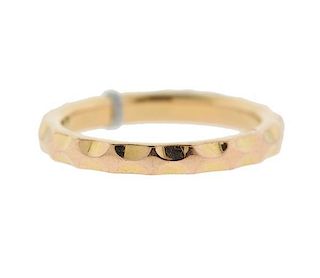 Louis Vuitton 18K Gold Textured Thin Band Ring 49
