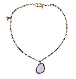 Zoccai 18k Gold Amethyst Diamond Heart Pendant Necklace