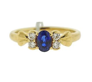Christian Dior 18k Gold Diamond Sapphire Ring