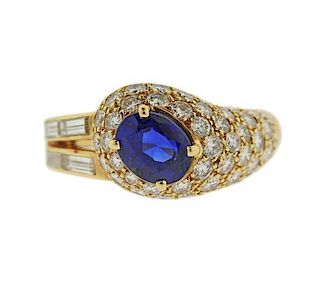 Boucheron 18k Gold Diamond Sapphire Ring