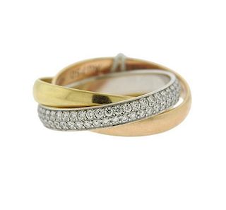 Cartier Trinity 18k Gold Diamond Band Ring 46