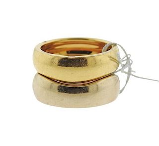 Cartier 18k Gold Wave Band Ring Set