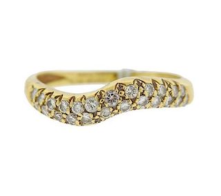 Van Cleef &amp; Arpels 18k Gold Diamond Wave Ring