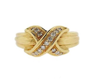 Tiffany &amp; Co 18k Gold Diamond Classic X Ring