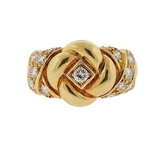 Christian Dior 18k Gold Diamond Dome Ring
