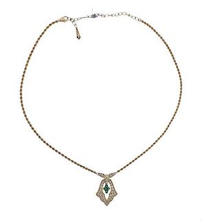 Pola 18k Gold Diamond Emerald Pendant Necklace