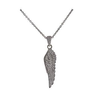 Garrard 18k Gold Diamond Wing Pendant Necklace