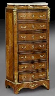 French drop front secretary with bronze mounts,