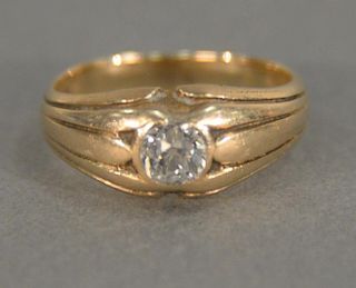 14K gold ring set with center diamond, approximately .50 cts., 5.7 grams