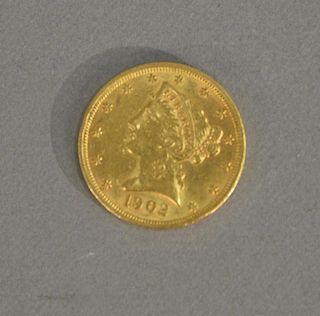 1902 $5 gold liberty.