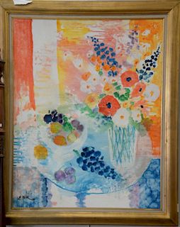 Willering Epko (b. 1928), oil on canvas, still life of flowers in vase, signed lower left: EPKO, 36 1/4" x 29".
