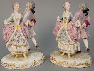 Pair of German porcelain figures marked with crossed swords, 19th century. both 8 1/2in.