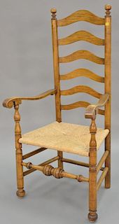 Wallace Nutting Pennsylvania style ladderback armchair, #491 signed Wallace Nutting. ht. 51in.