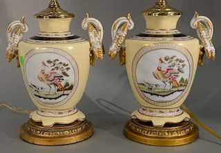 Two porcelain table lamps. vase ht. 11in.