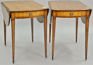 Pair of Beacon Hill fruitwood drop leaf Pembroke tables, ht. 26 1/2in., top closed: 19" x 29"
