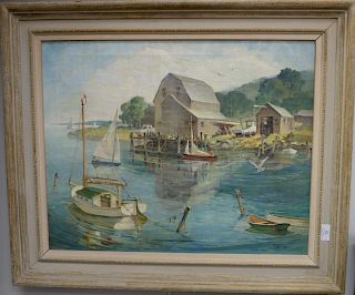 Pace, oil on canvas, Summer Harbor, signed lower right: Pace, 20" x 25".