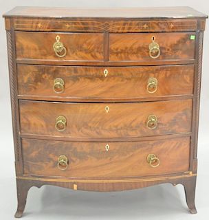 George IV mahogany chest with inlay. ht. 45 1/2in., wd. 41 1/2in., dp. 21in.