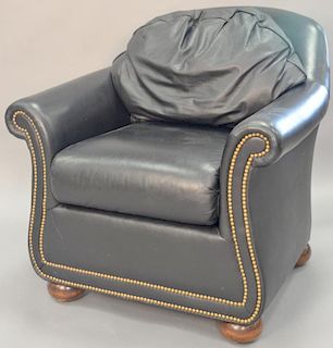 Hancock & Moore black leather easy chair.