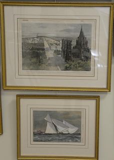Group of ten Harper's Weekly colored lithographs framed and matted. sight size 15" x 10" to 15" x 20".