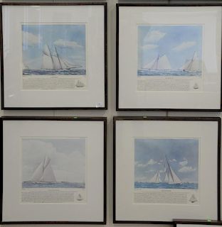 R.F. Paterson, "The Defenders of the America's Cup", collection of ten colored prints after original drawn by Robert Paterson